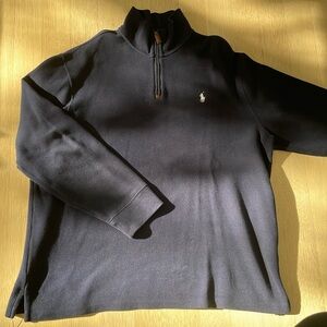 Polo Ralph Lauren Navy Blue Quarter Zip Sweater, Size XL